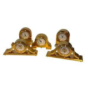 [Vintage] Gold Tone Sharp Miniature Clocks - Lot of 5 (DVH2)